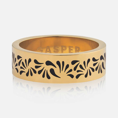 Floral Band Ring - Black