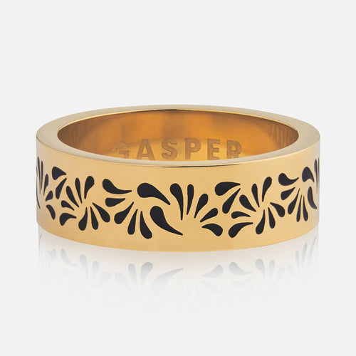 Floral Band Ring - Black